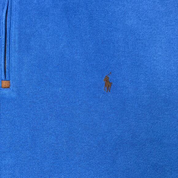 Polo Ralph Lauren Mens 3XL Tall Blue 1/4 Zip Sweater Brushed Cotton Small Pony - Picture 4 of 16